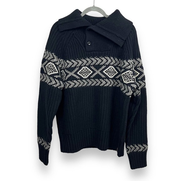 Banana Republic Sweater Mens Medium Italian Merino Blend Arran Fair Isle NWT - Picture 3 of 15